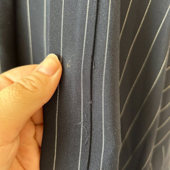 Eskandar Silk Jacket Womens XL Navy Pinstripe Open Front Poncho VTG - Picture 9 of 10